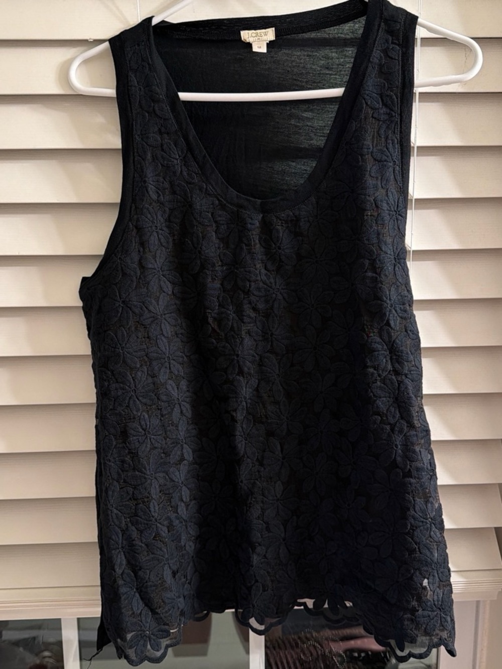 J. Crew Black Floral Lace Camisole Tank